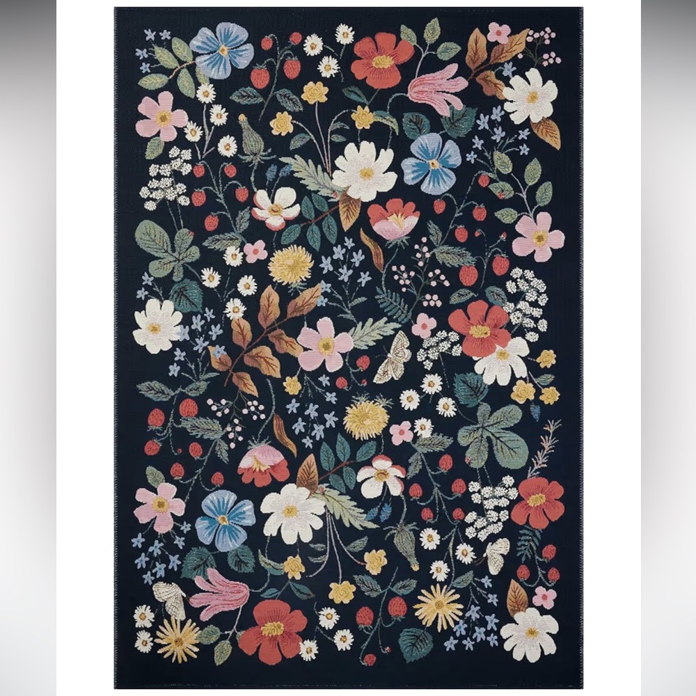 🆕 Whimsigoth Moody Floral Rug Riffle Paper Indoor Outdoor Strawberry Fields